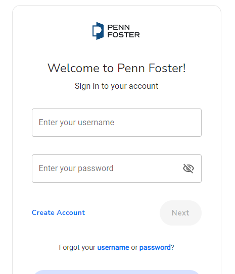 Penn Foster student login dashboard for online learning access